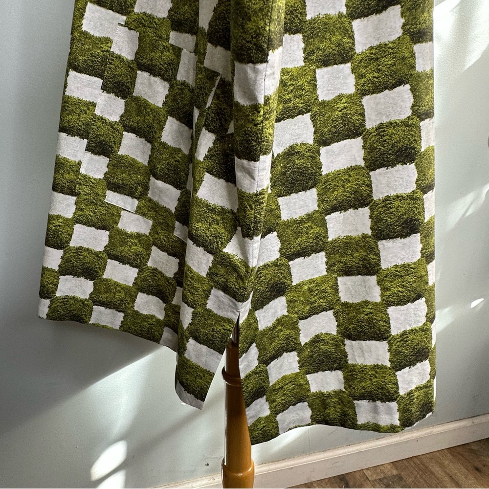 Unknown Brand Green Grass Checkered Print Oversized Kaftan Poncho Dress O/S - Picture 9 of 14